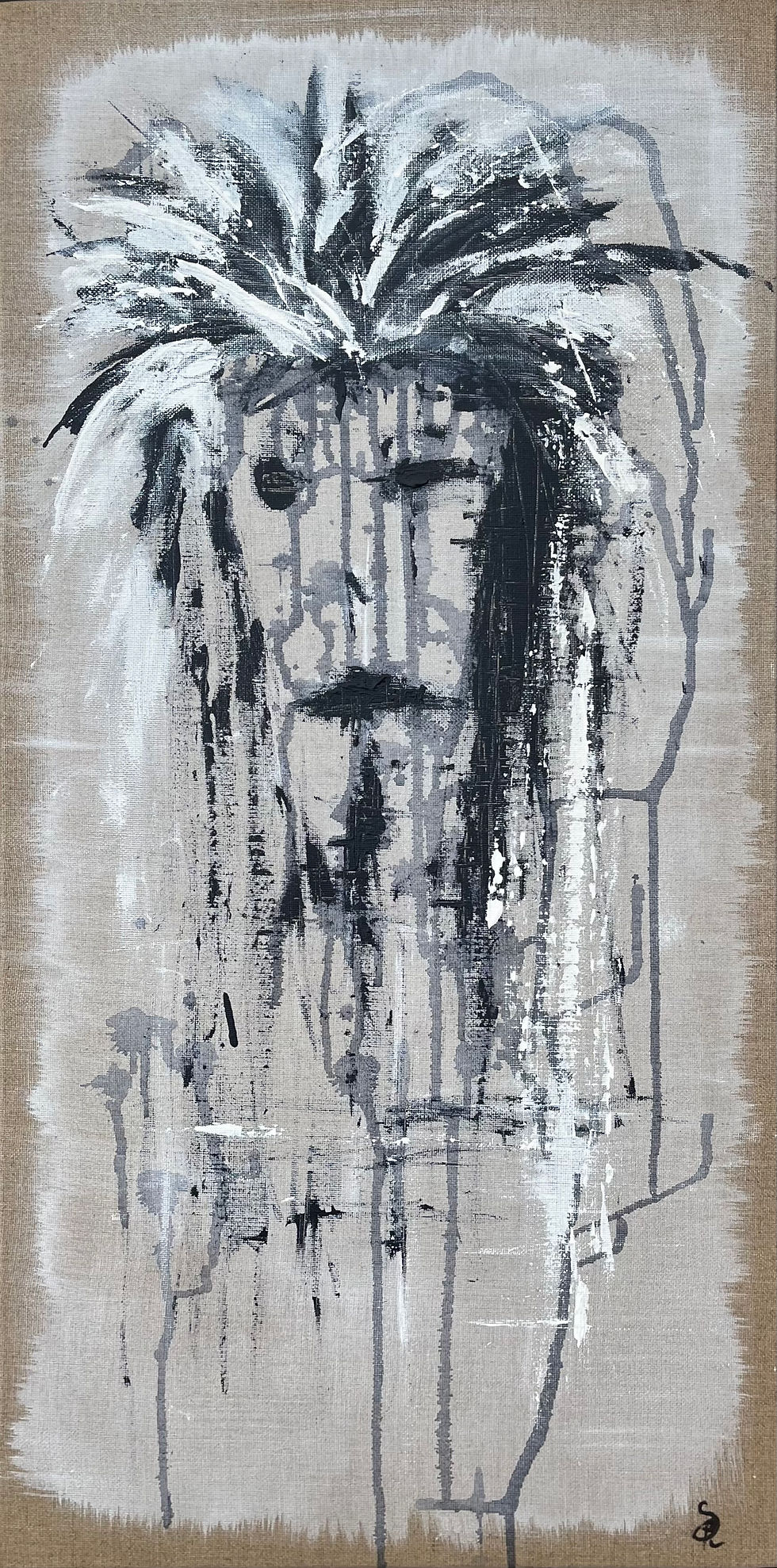 Peinture contemporaine acrylique sur toile 80x40 cm « L’homme blessé » – SP – Galerie SP Mandelieu