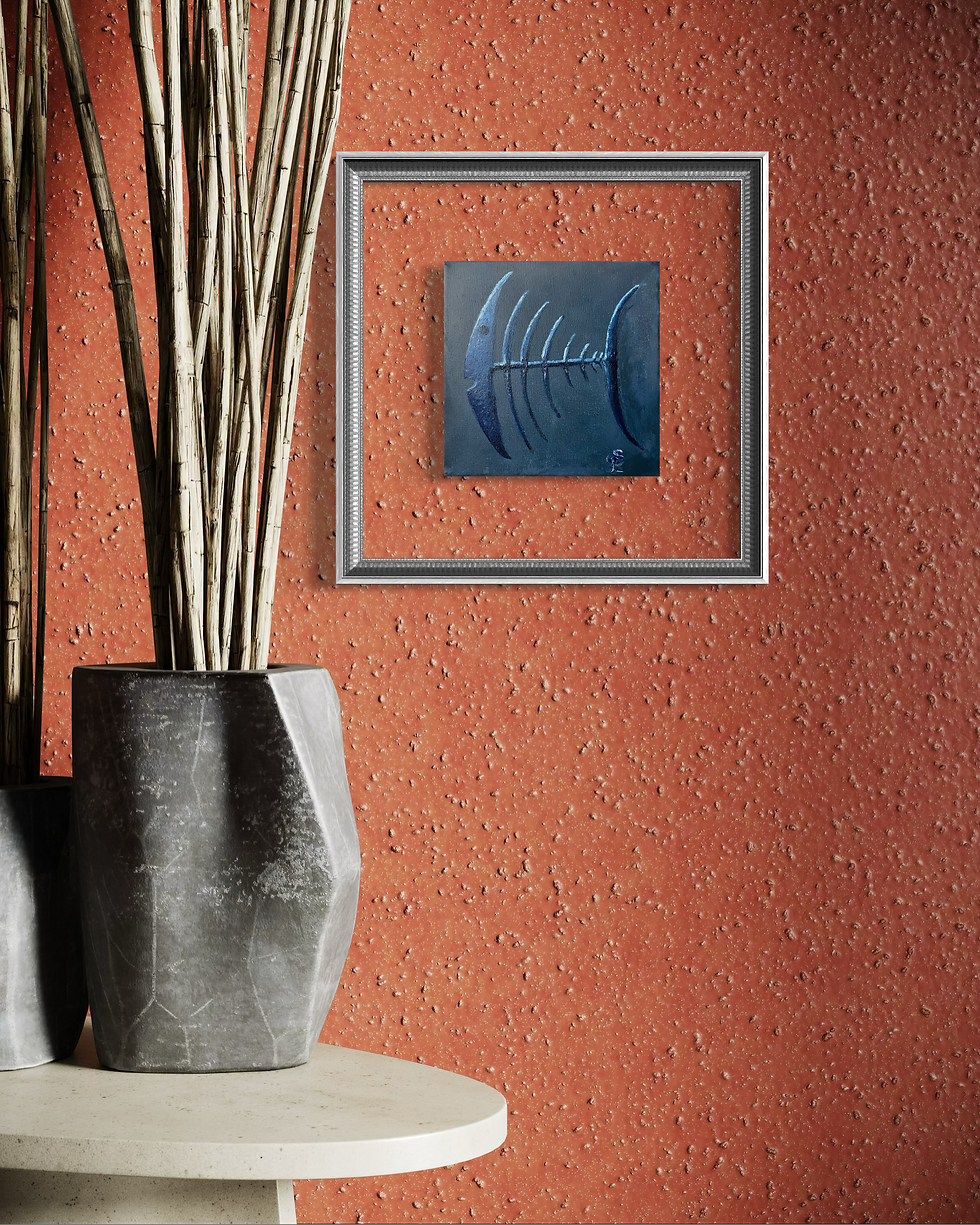Miniature : Peinture contemporaine acrylique sur toile 20x20 cm « Rêve bleu » – SP – mise en situation 7 – Galerie SP Mandelieu