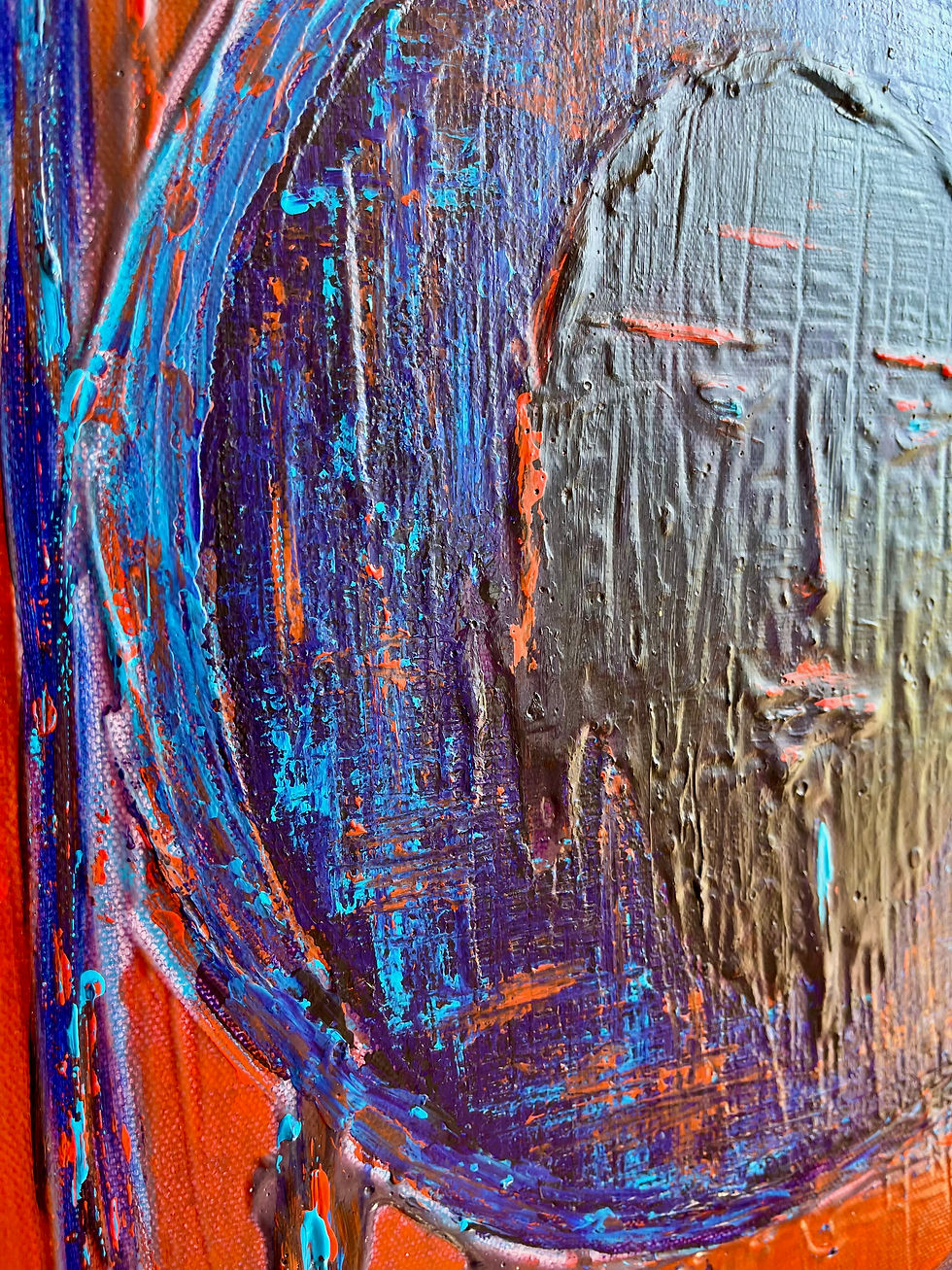 Détail de la peinture acrylique « Juste moi » – SP – Galerie SP Mandelieu