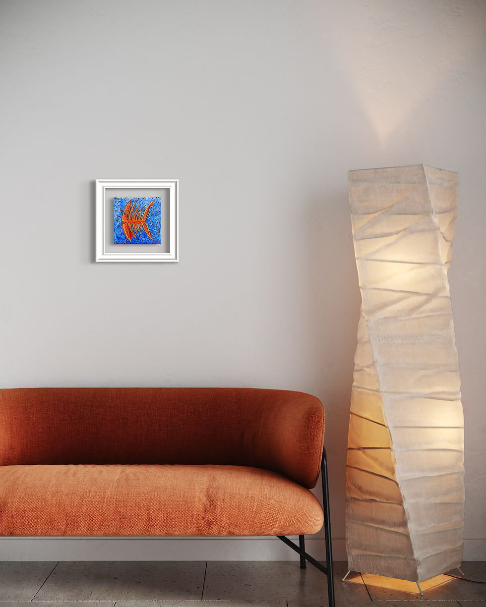 Miniature : Peinture « Éclats d’azur » – SP – mise en situation – Galerie SP Mandelieu