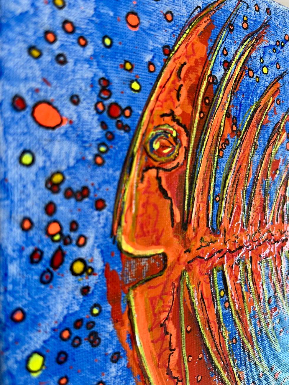 Détail de la peinture acrylique « Éclats d’azur » – SP – Galerie SP Mandelieu