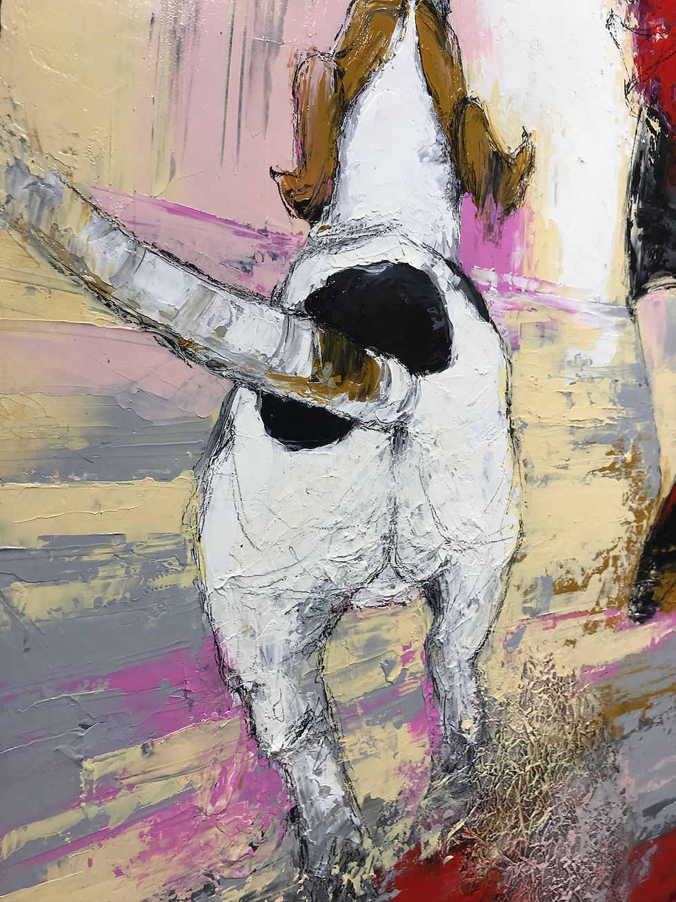 Miniature : Détail matière de la peinture « Attrape » – Montel – Galerie SP Mandelieu