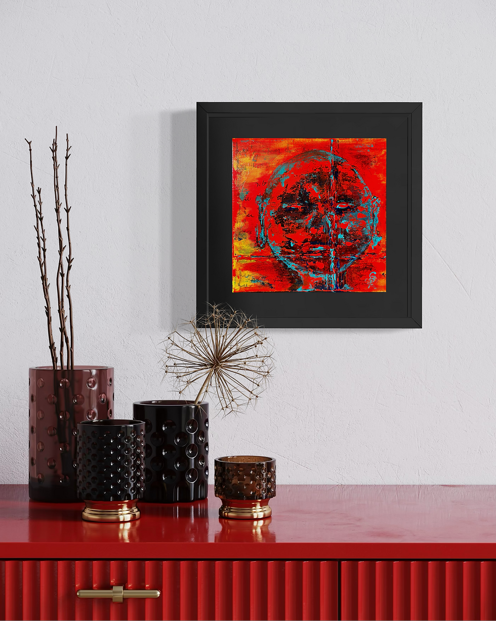 Miniature : Peinture contemporaine acrylique 20x20 cm « Fragile Abstraction » – SP – mise en situation – Galerie SP Mandelieu