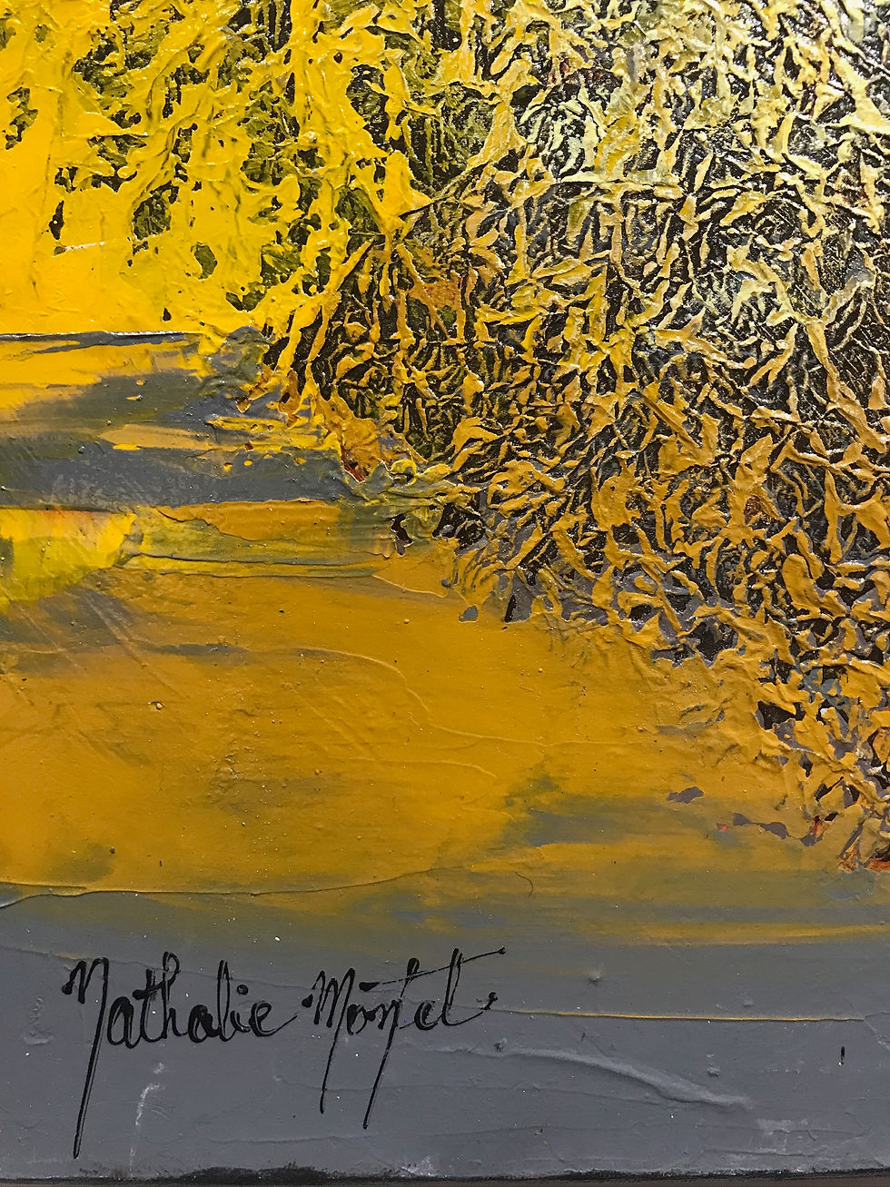 Miniature : Détail et signature de la peinture « Shopping » – Montel – Galerie SP Mandelieu