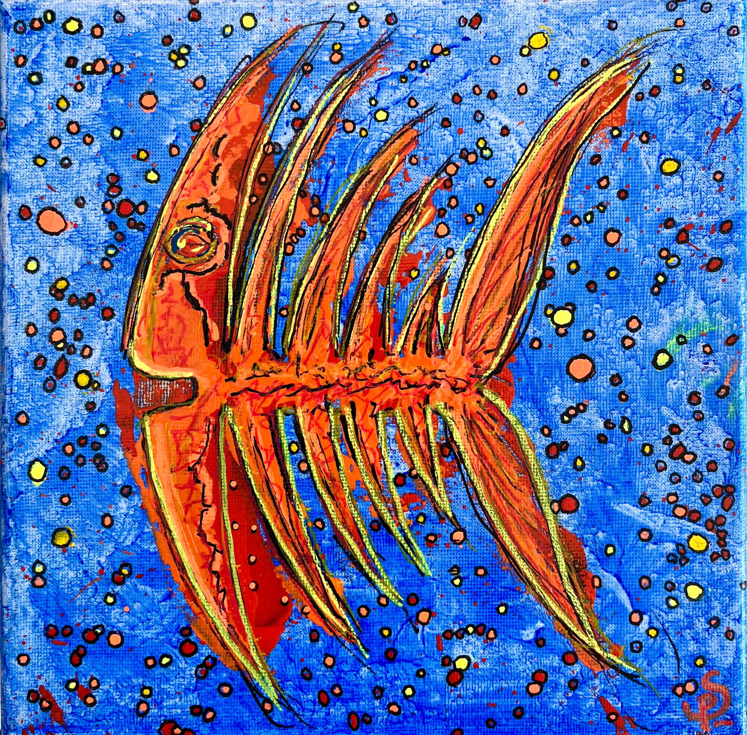 Peinture contemporaine acrylique sur toile 20x20 cm « Éclats d’azur » – SP – Galerie SP Mandelieu