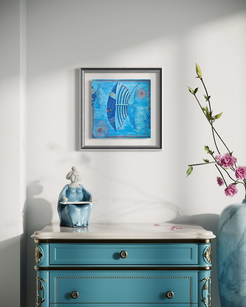 Peinture « Rêve bleu » – SP – mise en situation 3 – Galerie SP Mandelieu