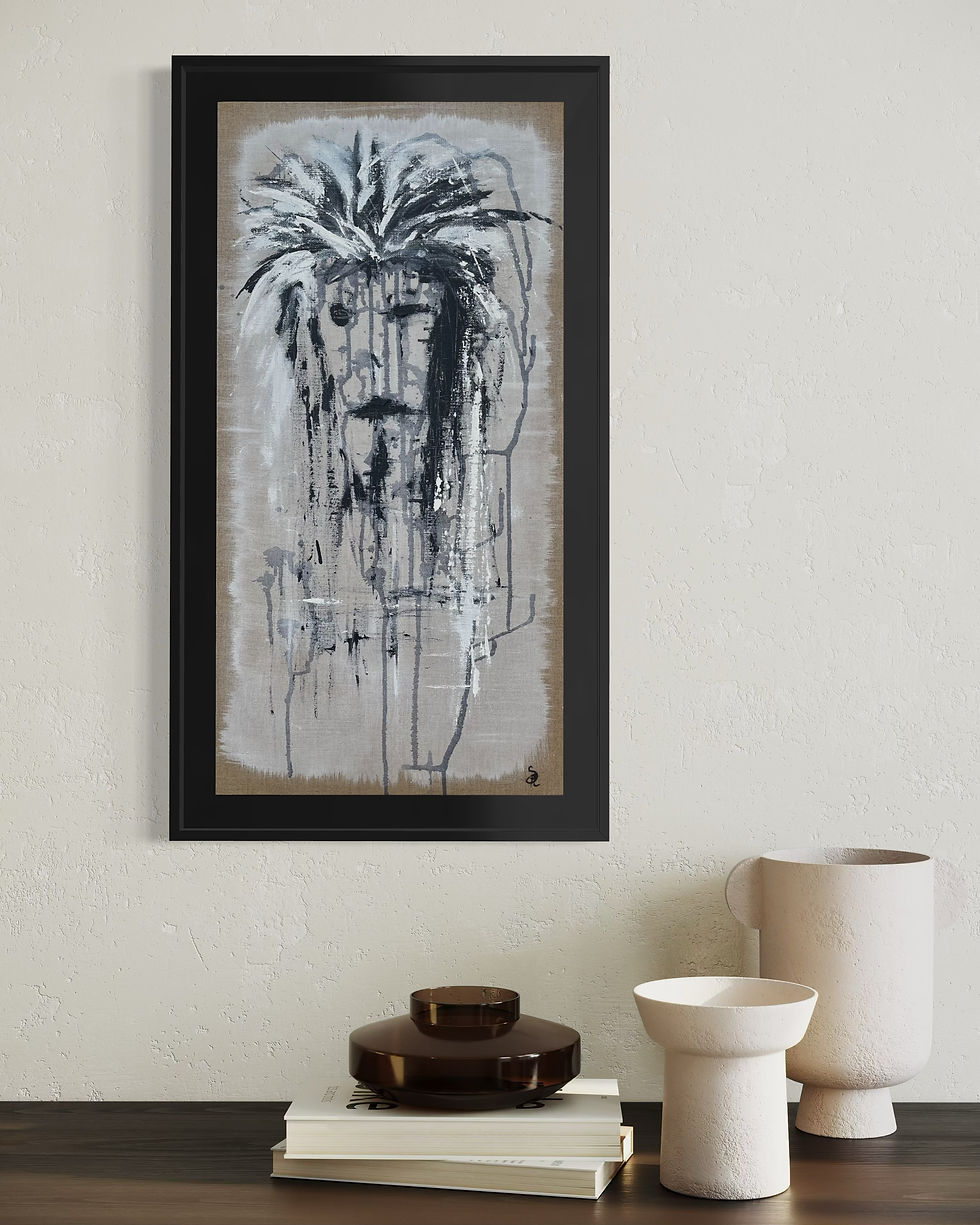Miniature : Peinture « L’homme blessé » – SP – mise en situation 3– Galerie SP Mandelieu