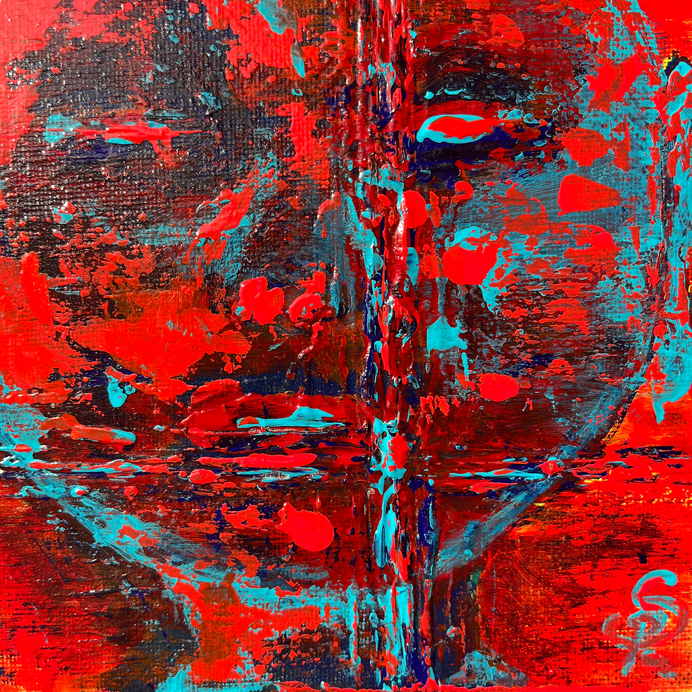 Miniature : Détail et signature de la peinture acrylique « Fragile Abstraction » – SP – Galerie SP Mandelieu