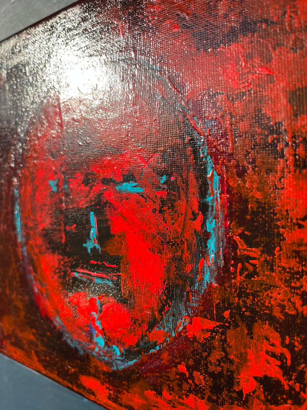 Détail de la peinture acrylique « Emergence silencieuse » – SP – Galerie SP Mandelieu