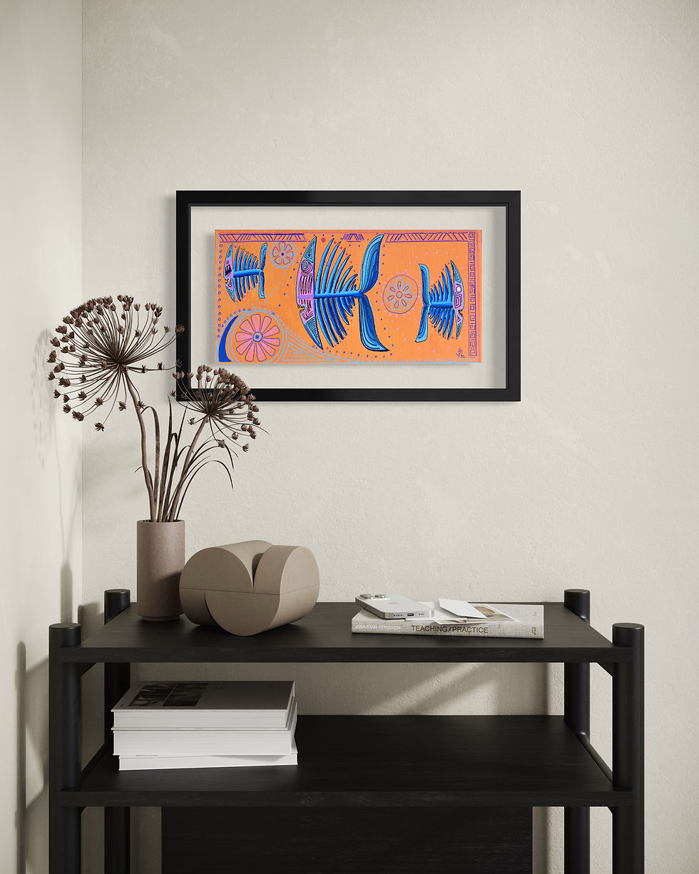 Miniature : Peinture « Orange dream of fish » – SP – mise en situation 4 – Galerie SP Mandelieu