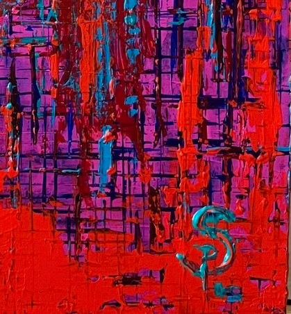 Miniature : Détail signature de la peinture acrylique « Toxic spirit » – SP – Galerie SP Mandelieu