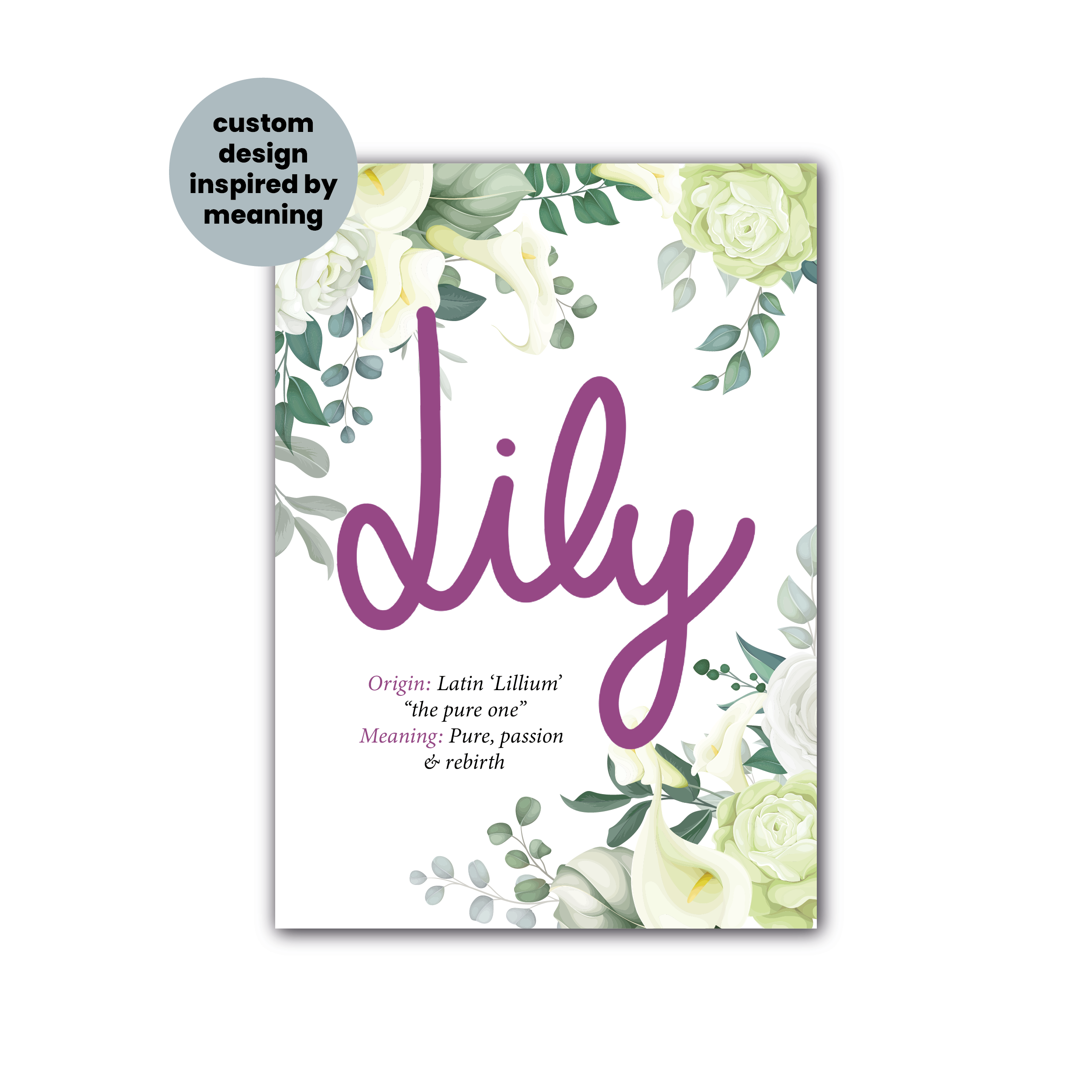 Lily Name Origin and Meaning (Framed) | The Mommy's Market