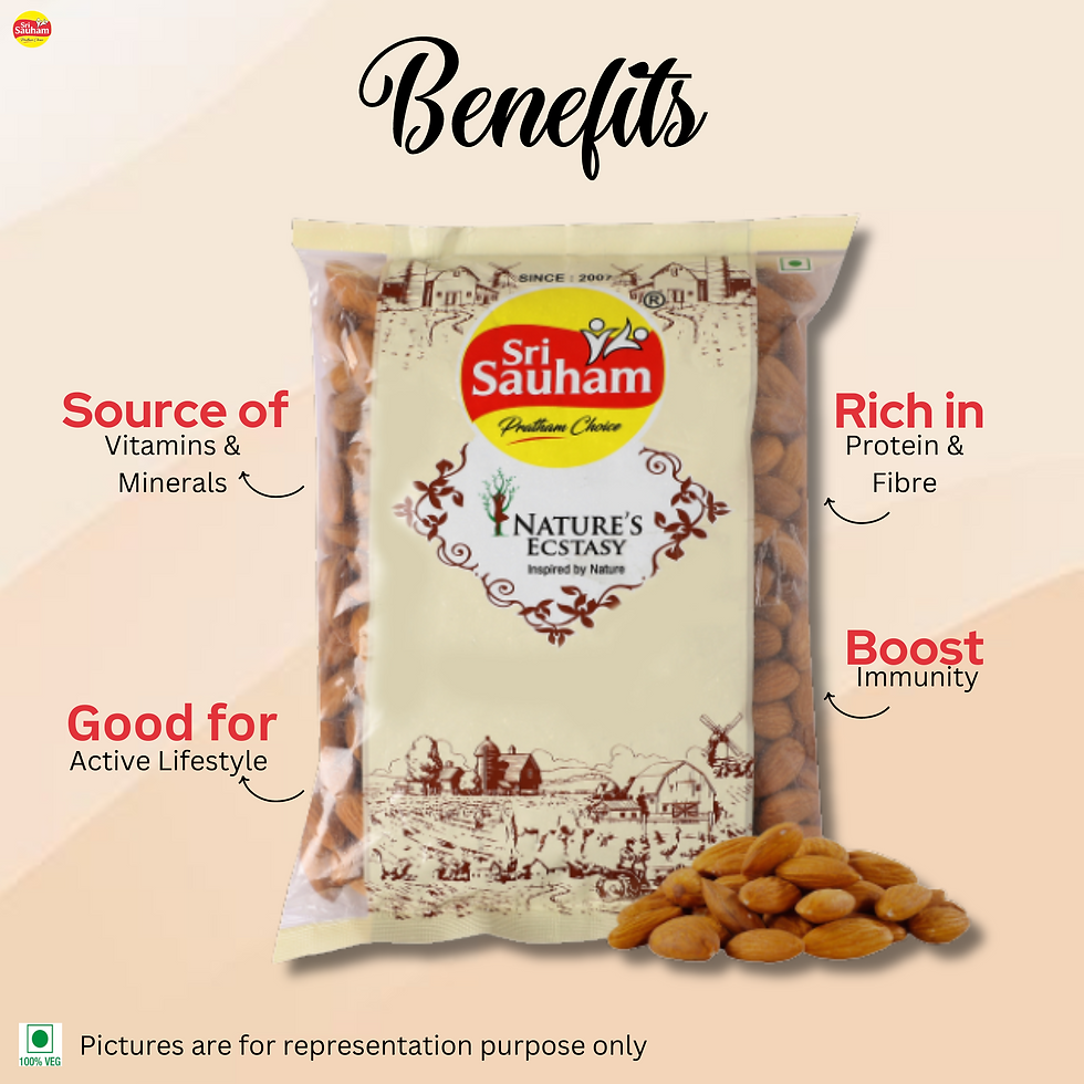 Thumbnail: Sri Sauham Premium Dry Fruits - Badam Giri Almonds Kernels 500 GM