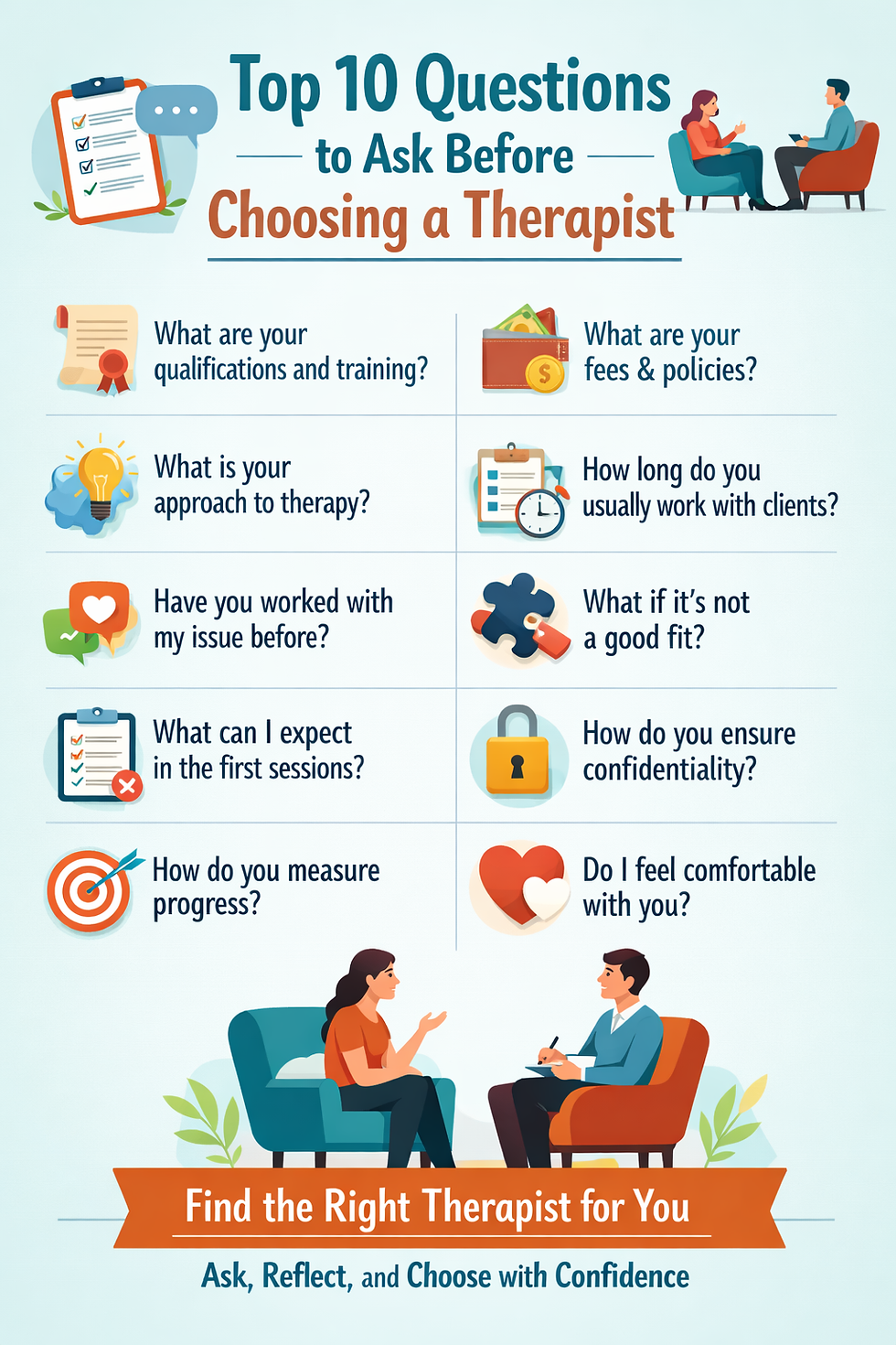 Top 10 Questions to Ask Before Choosing a Therapist