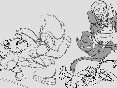 Artwork/Platformer - Banner/Design Concept, Character Personalities in Singular Poses.