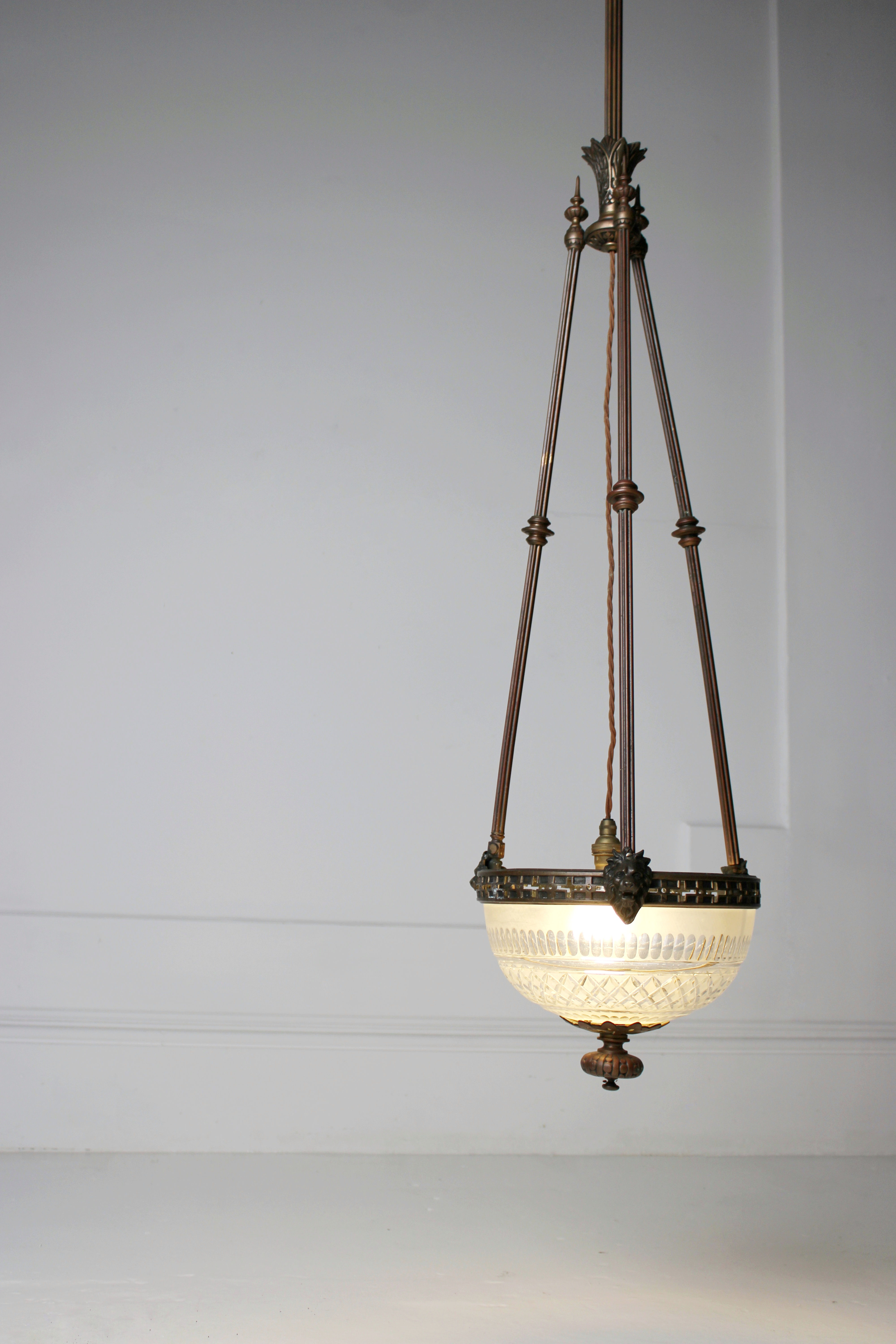 Bronze cut glass plafonnier 