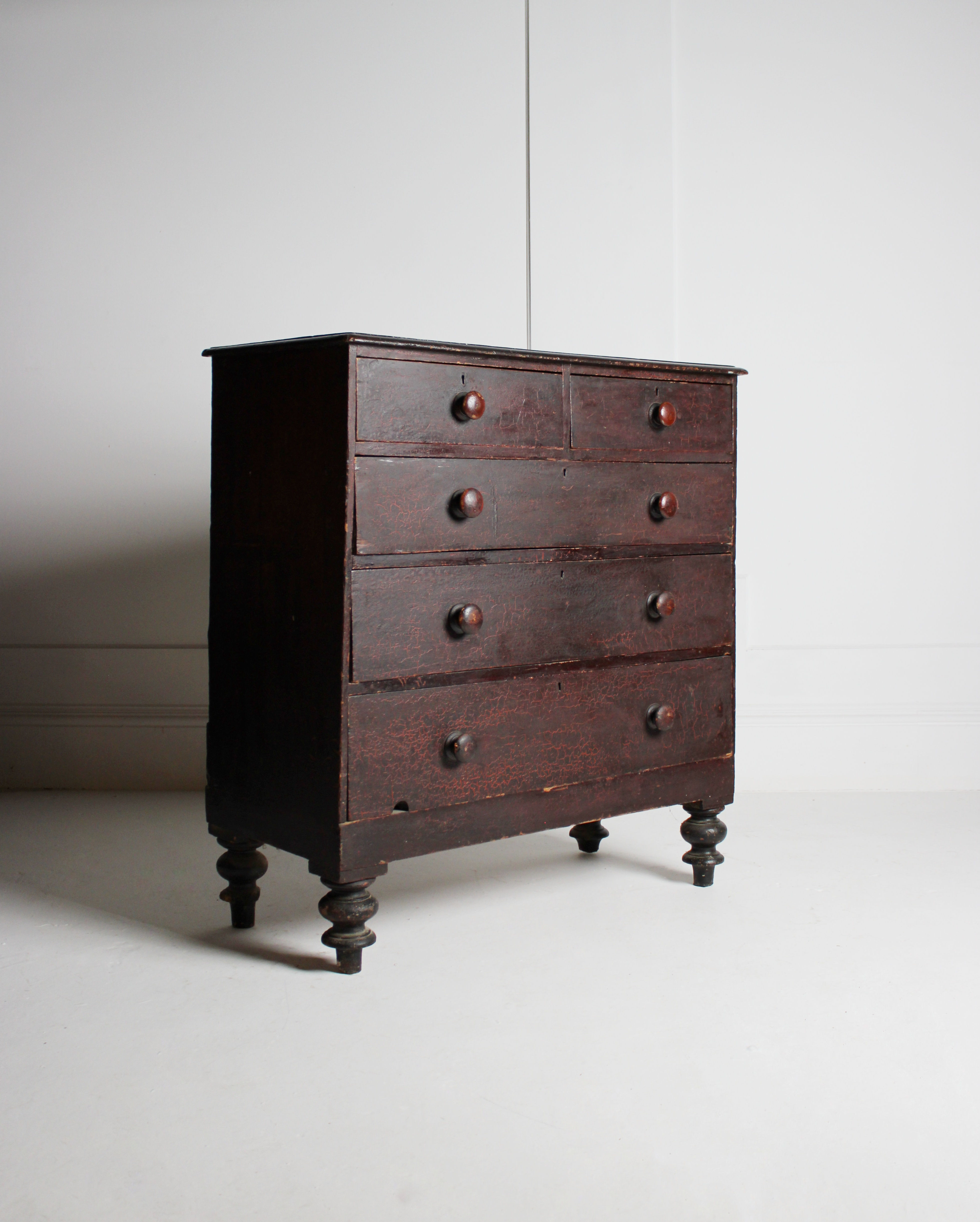 19th century painted pine chest of drawers 