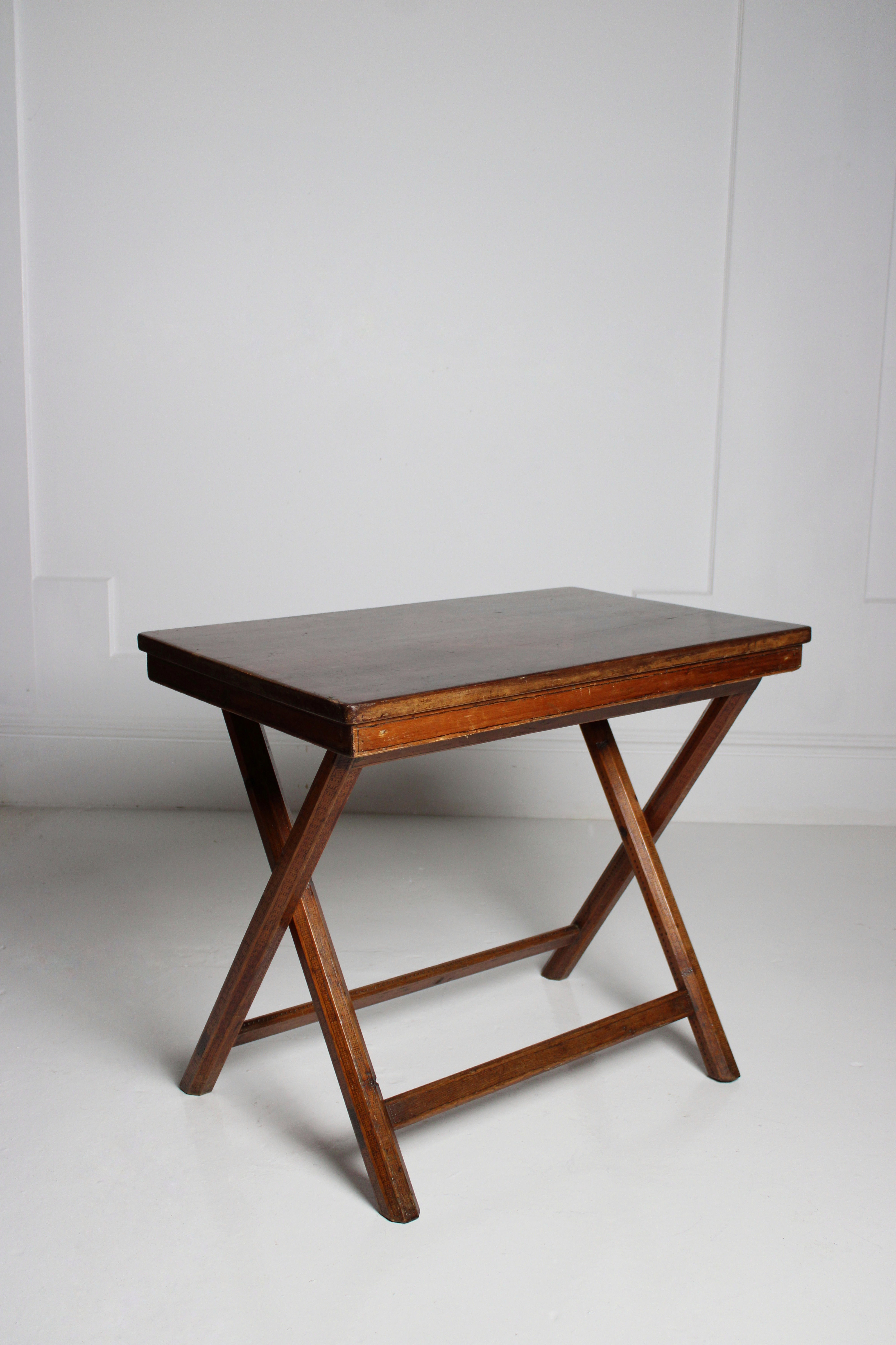 Decorative pine X-frame folding table Italy c.1830