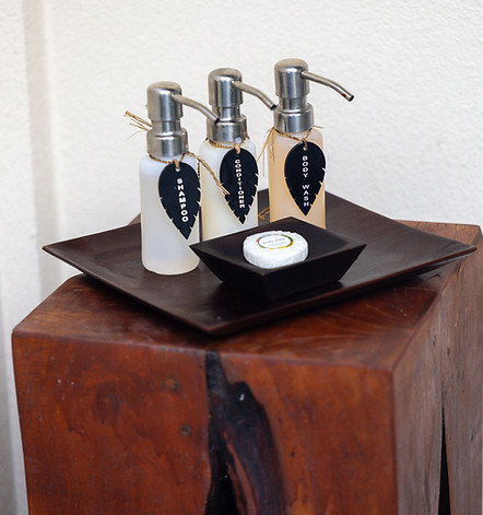 Eco-friendly bathroom amenities at Serenity Villas