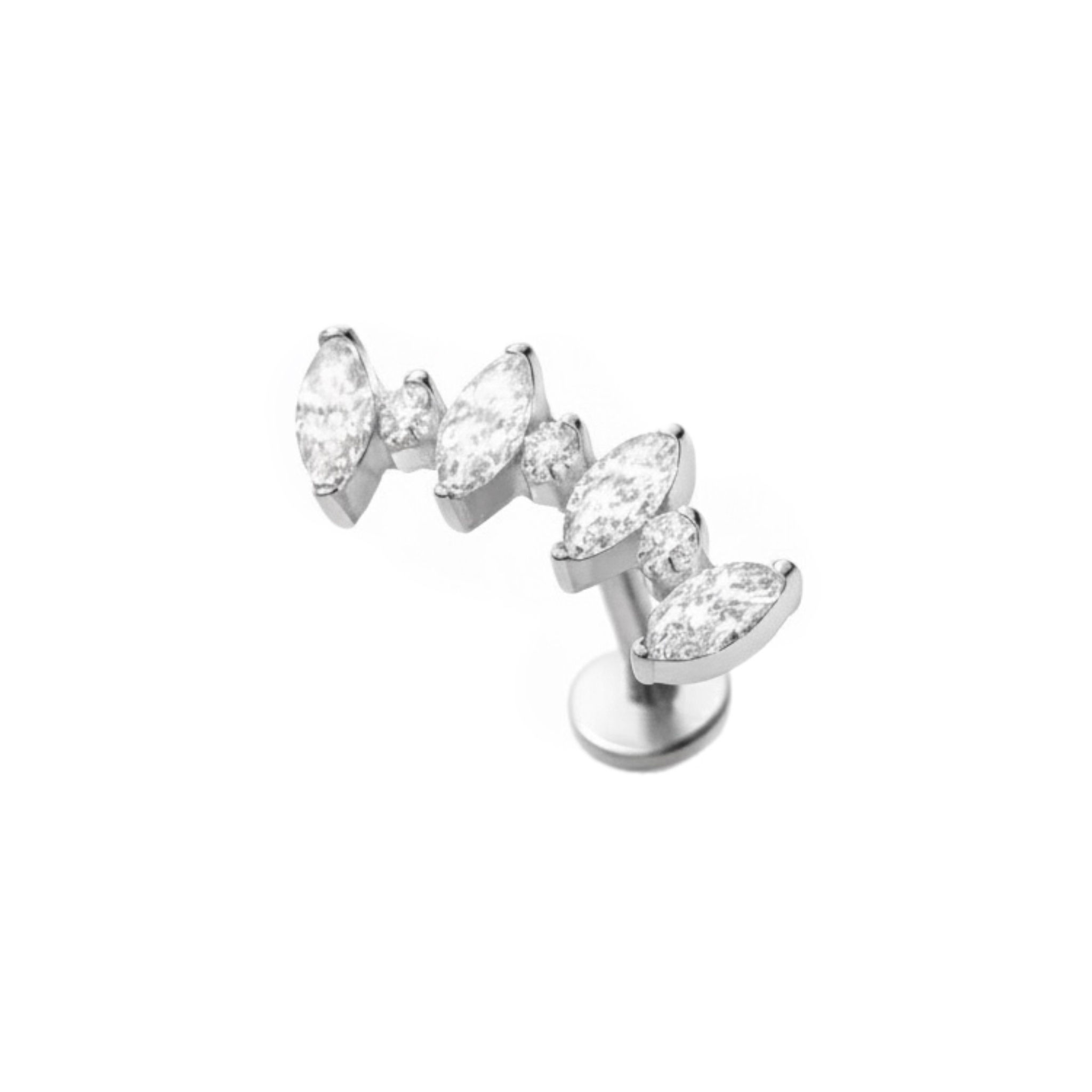 פירסינג לברט מטפס - כסף עם חמישיית אבני זירקון נוצצות