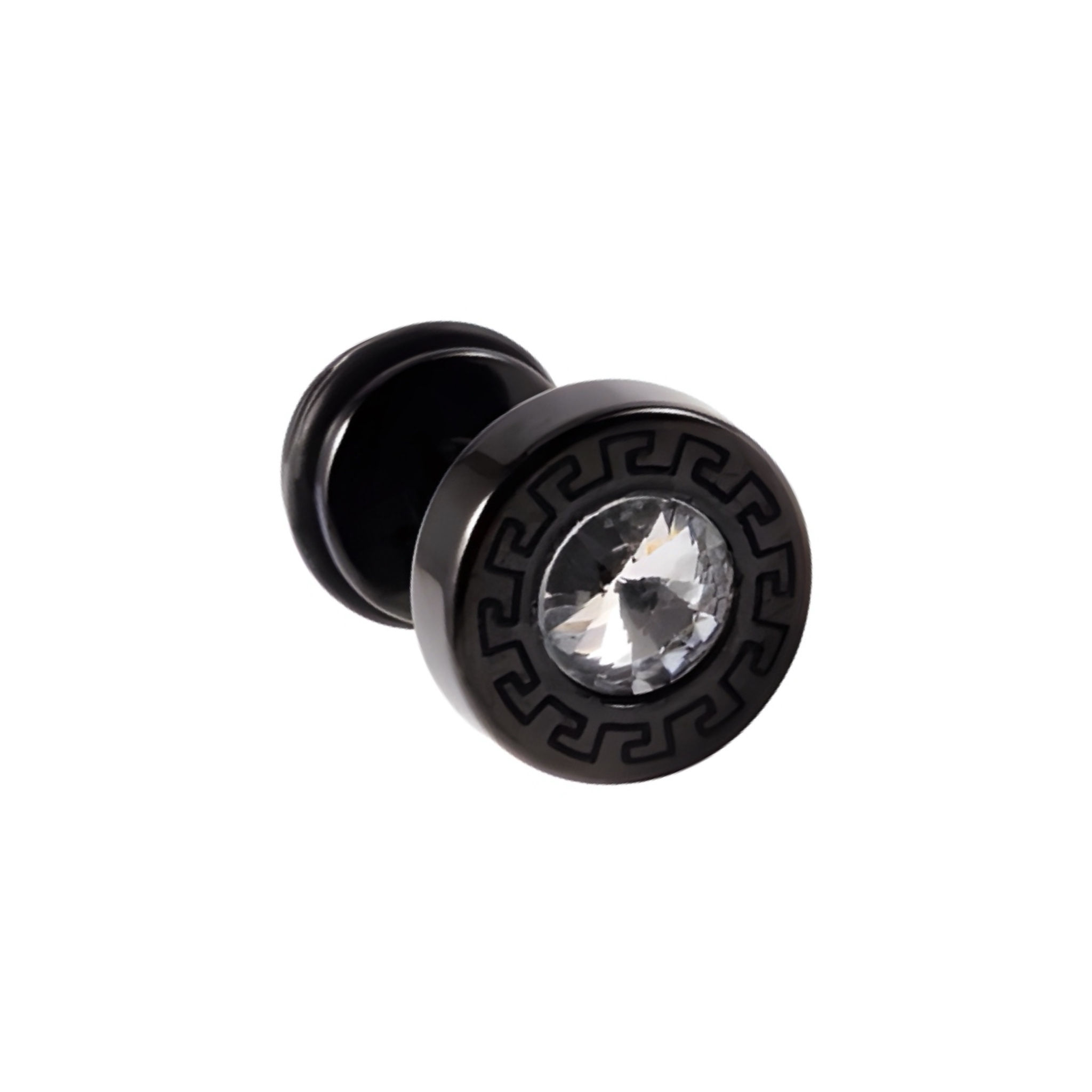 עגיל צמוד בצבע שחור לגבר עם קריסטל משובץ, דגם בולגרי היוקרתי