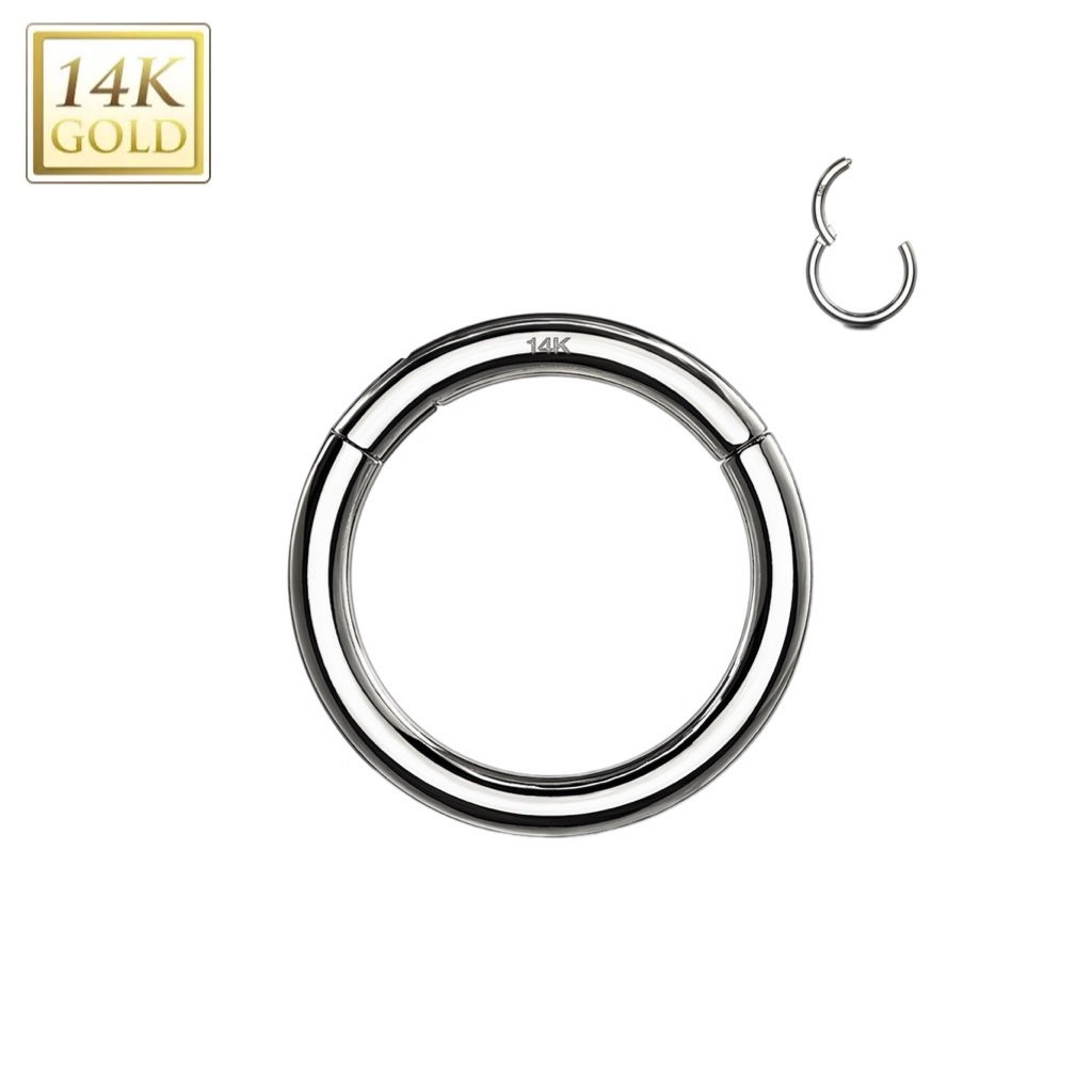 עגיל קליקר חישוק קלאסי מזהב לבן 14 קראט