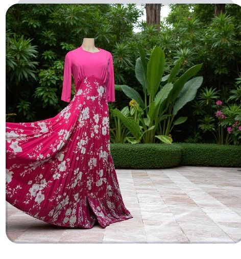 Thumbnail: Yosabeth Full circular pleated dress. 