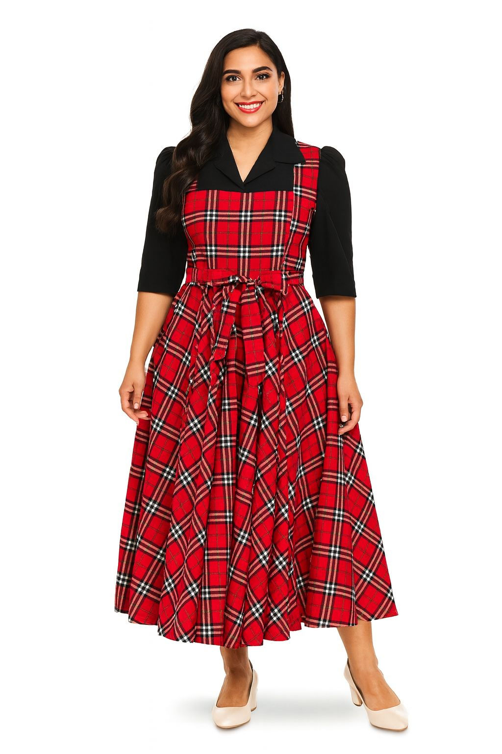 Black red overol maxi dress