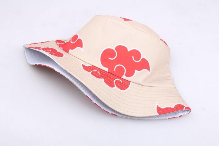 Thumbnail: Naruto Akatsuki Red Cloud Bucket Hats (Cream)