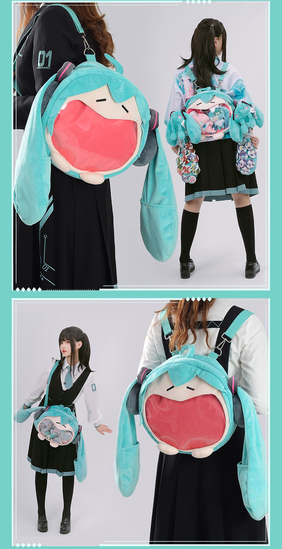 Thumbnail: Official Hatsune Miku - Plush 4ways Ita Bag (Big Size)