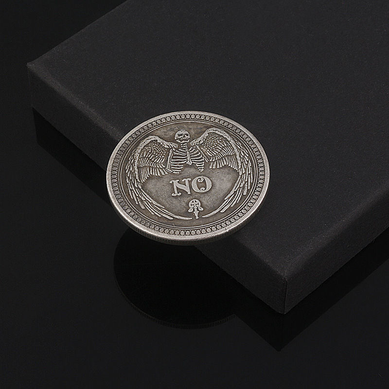 Thumbnail: Yes/No Ouija Gothic Prediction Decision Coin All Seeing Eye or Death Angel art