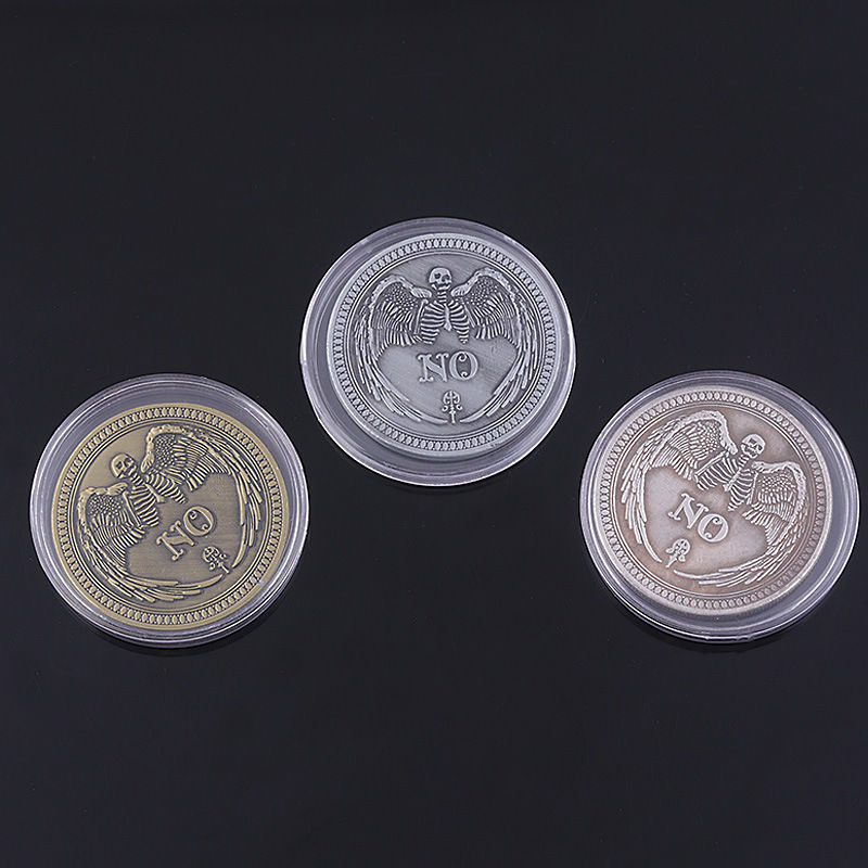 Thumbnail: Yes/No Ouija Gothic Prediction Decision Coin All Seeing Eye or Death Angel art