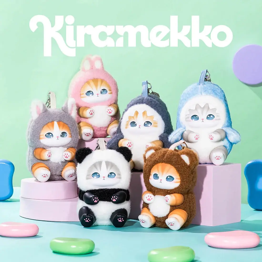 Mofusand Kiramekko Fluffy Kittens Vinyl Keychain Blind Box