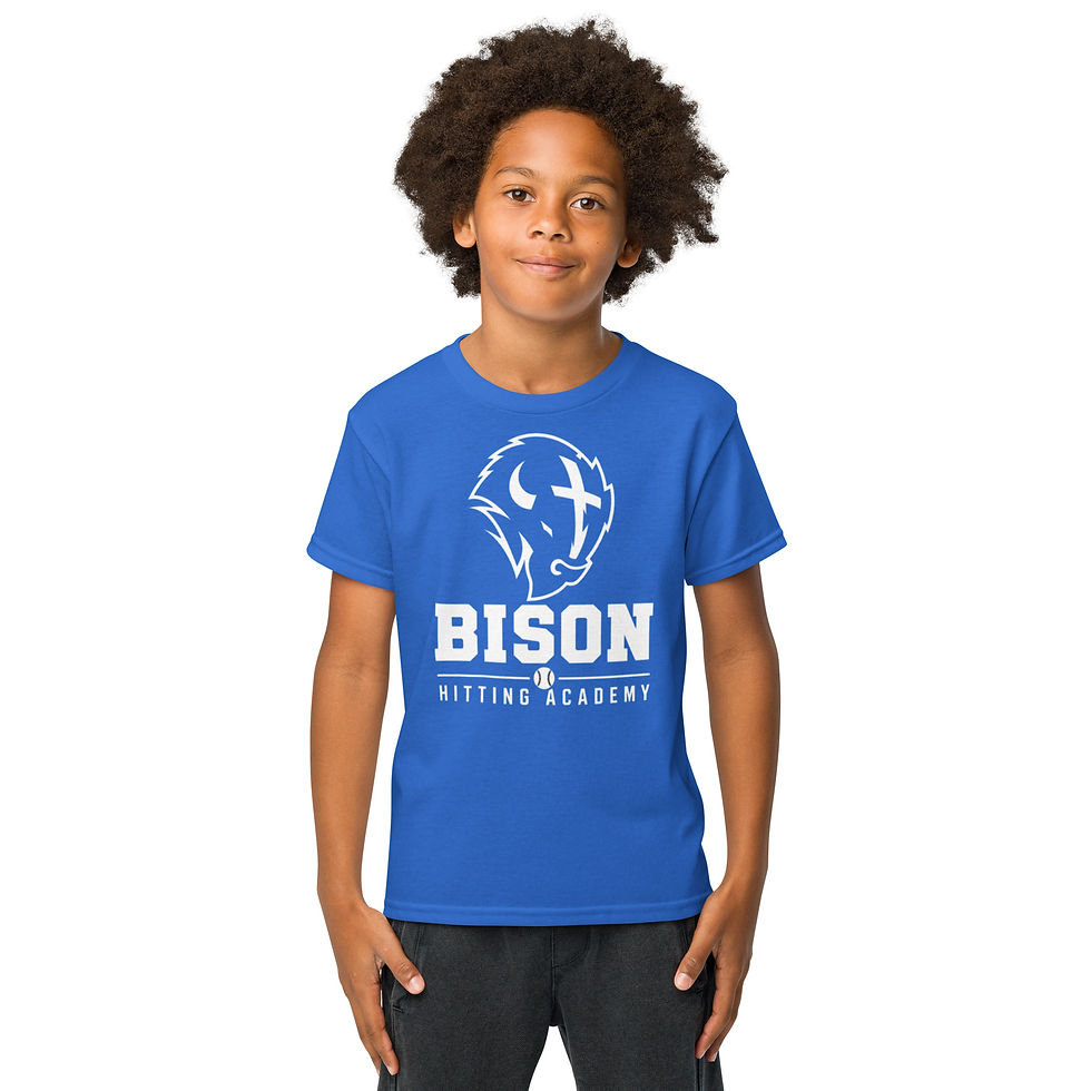 Thumbnail: Youth Bison Baseball T-Shirt - All Things Through Christ