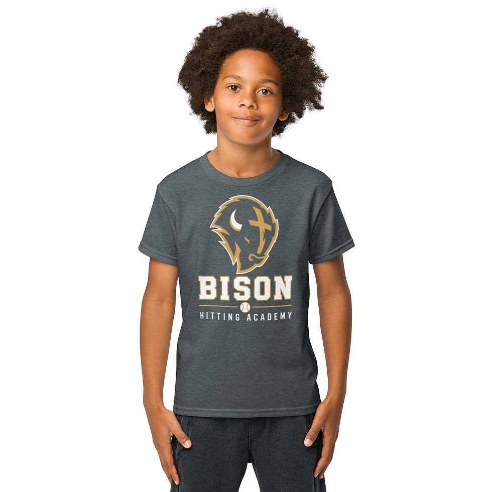 Thumbnail: Youth Bison Baseball T-Shirt - Play Hard Pray Harder