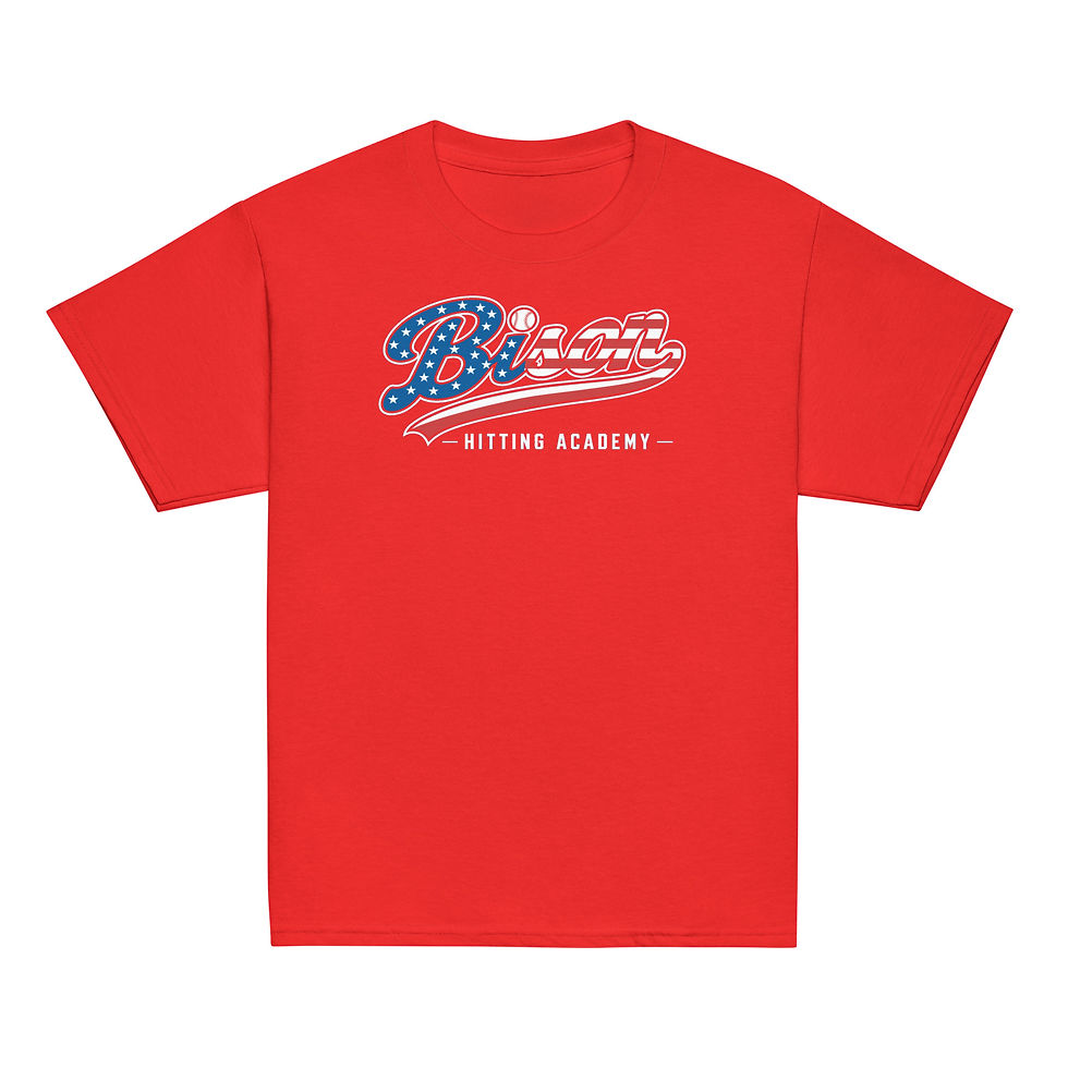 Thumbnail: Youth America Themed Bison Baseball T-Shirt - Red White & Redeemed