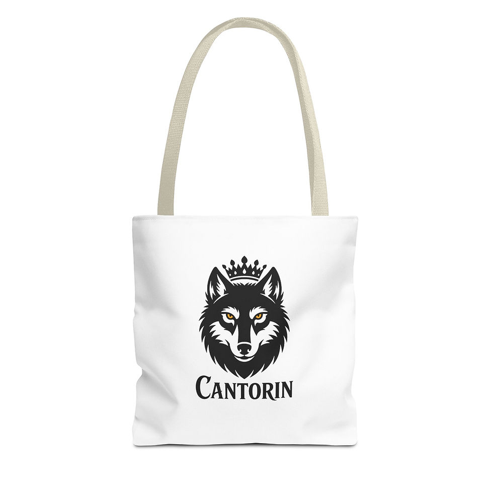 Thumbnail: Wolf Crown Tote Bag — "Cantorin" Gothic Wolf Graphic Tote