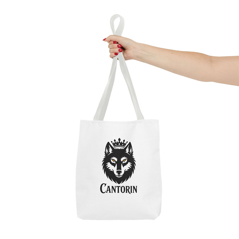 Thumbnail: Wolf Crown Tote Bag — "Cantorin" Gothic Wolf Graphic Tote