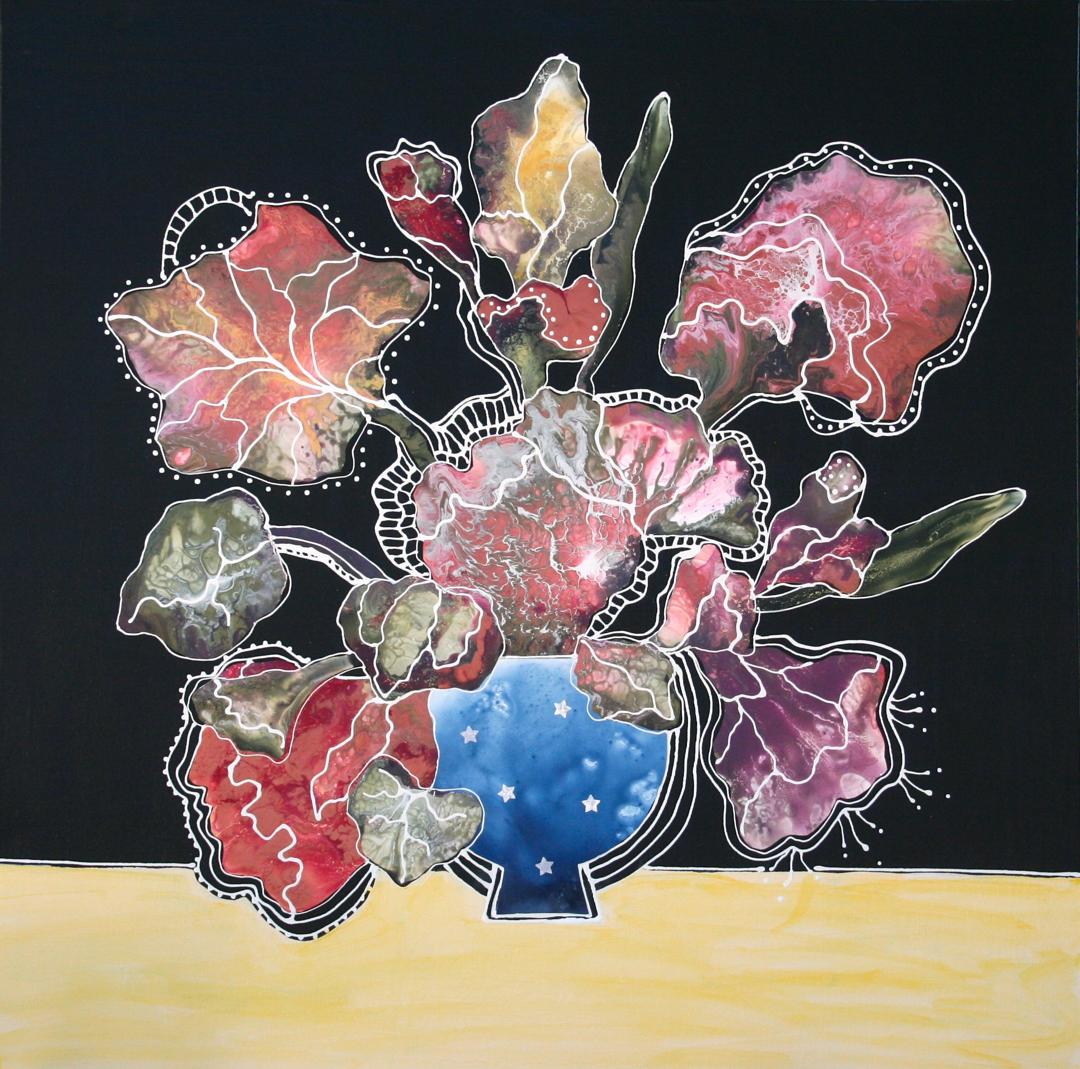 "Arrival" 36"x36" mixed media