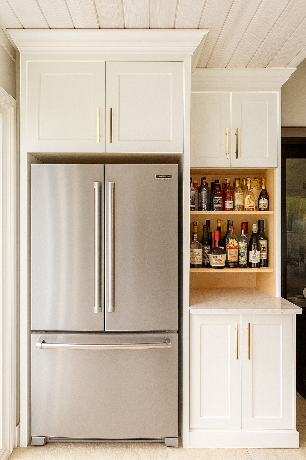 White built-in with bar top