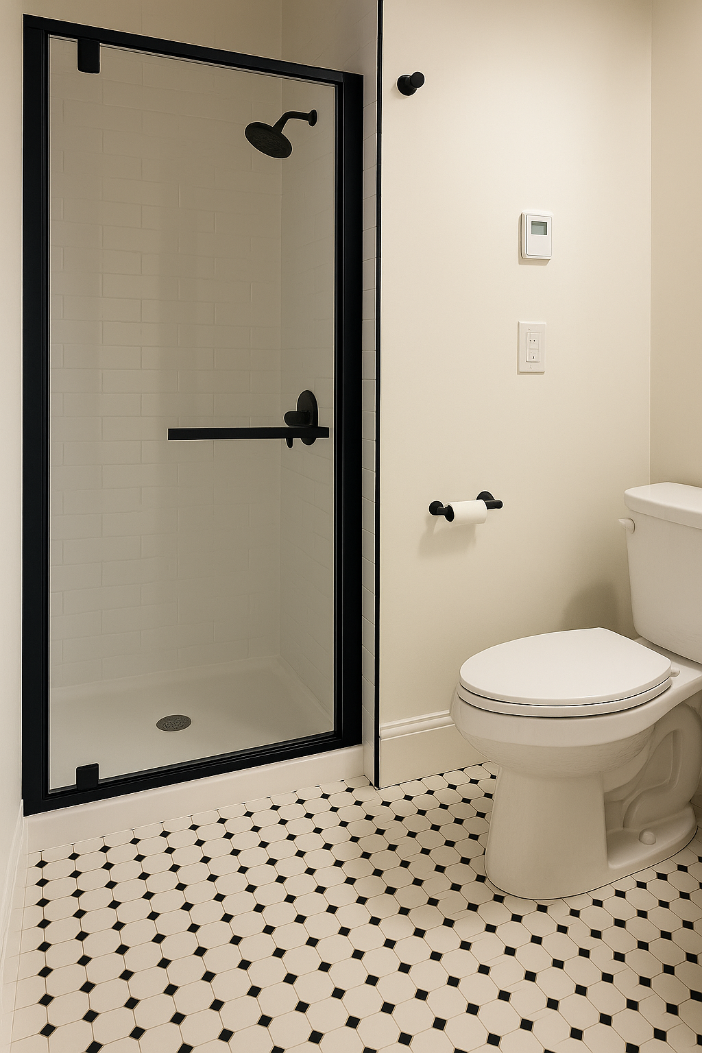 Classic white walk-in shower