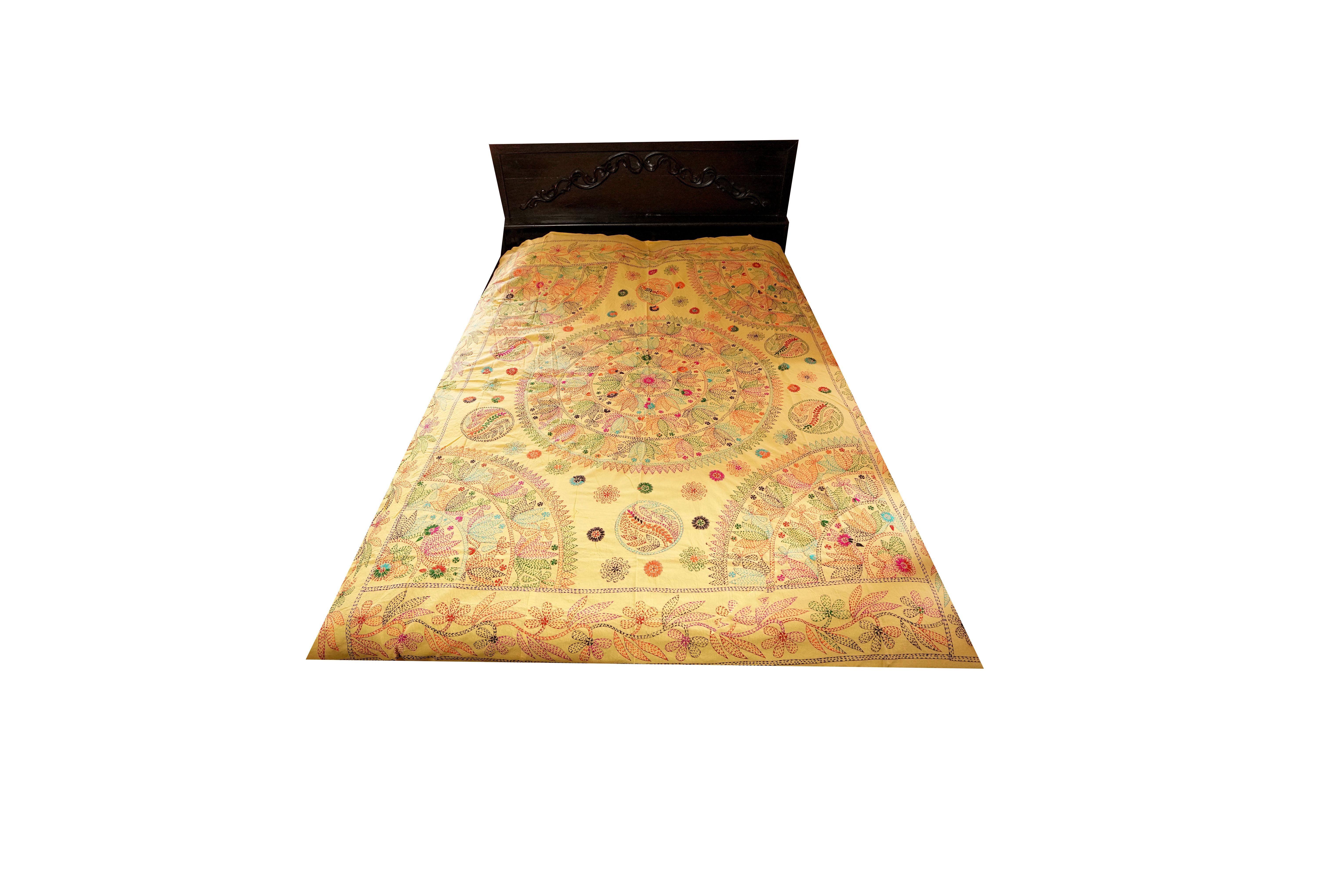 Bangladeshi Handmade Cream Bedspread – King Size