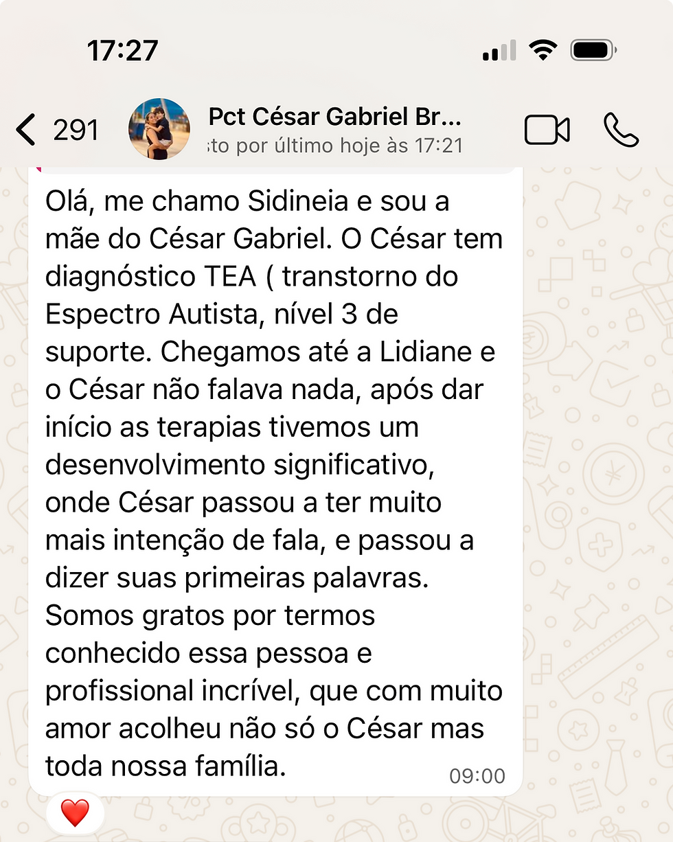 Depoimento de mãe sobre evolução no TEA com fono.