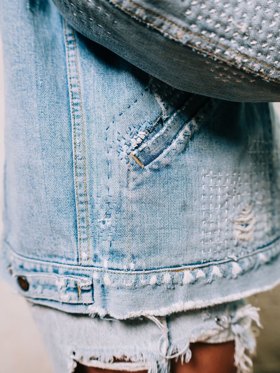 Thumbnail: 1980s GWG Kings Trucker Jacket + Sashiko Repairs, item no. 02-5035