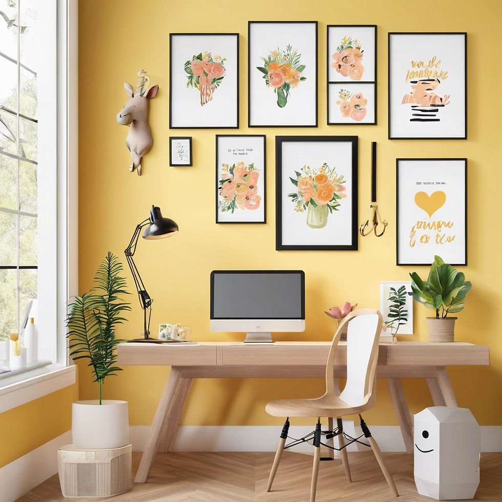 A cute and colourful office space at home