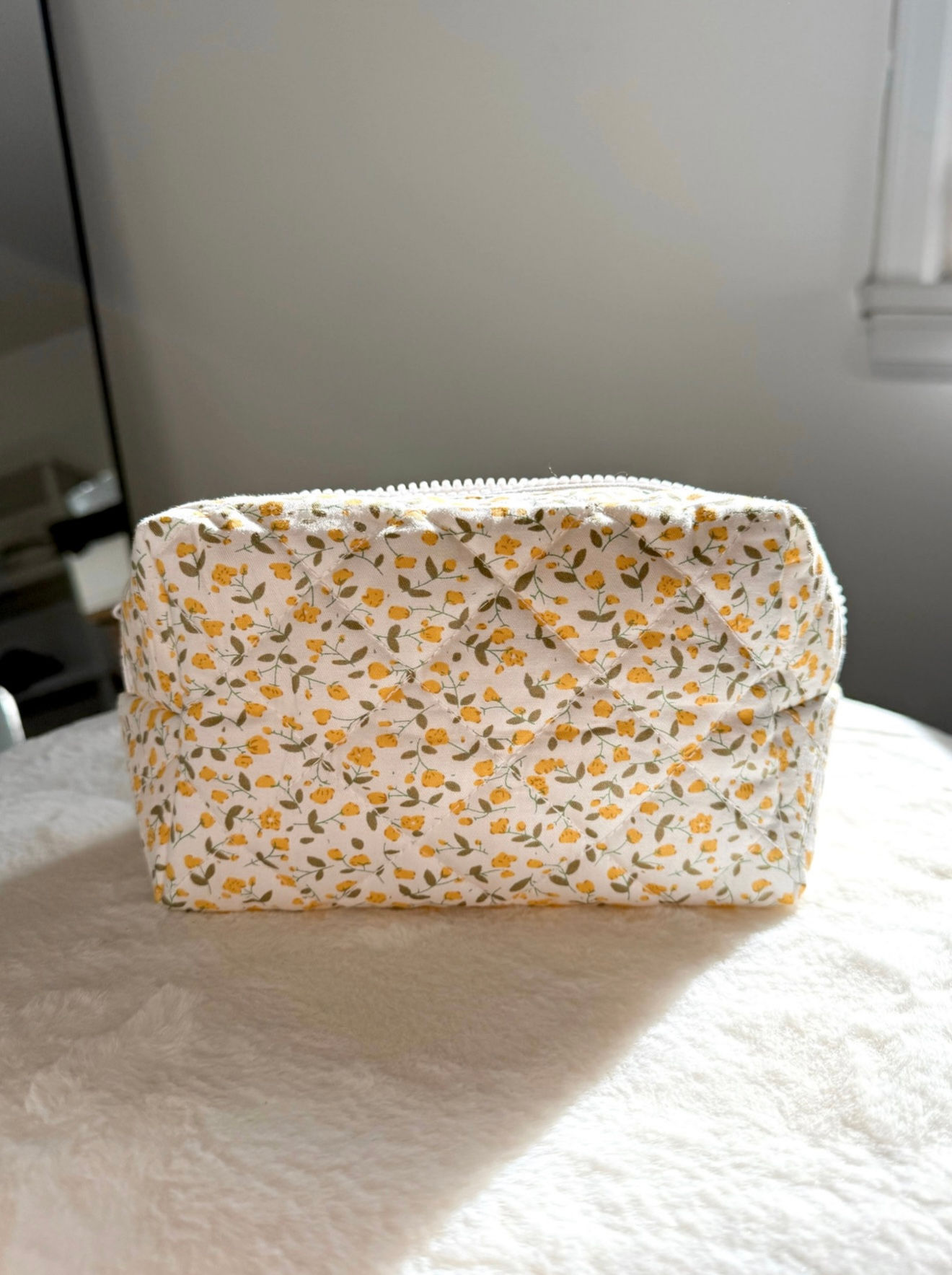 Floral Quilted Travel Bag - Yellow