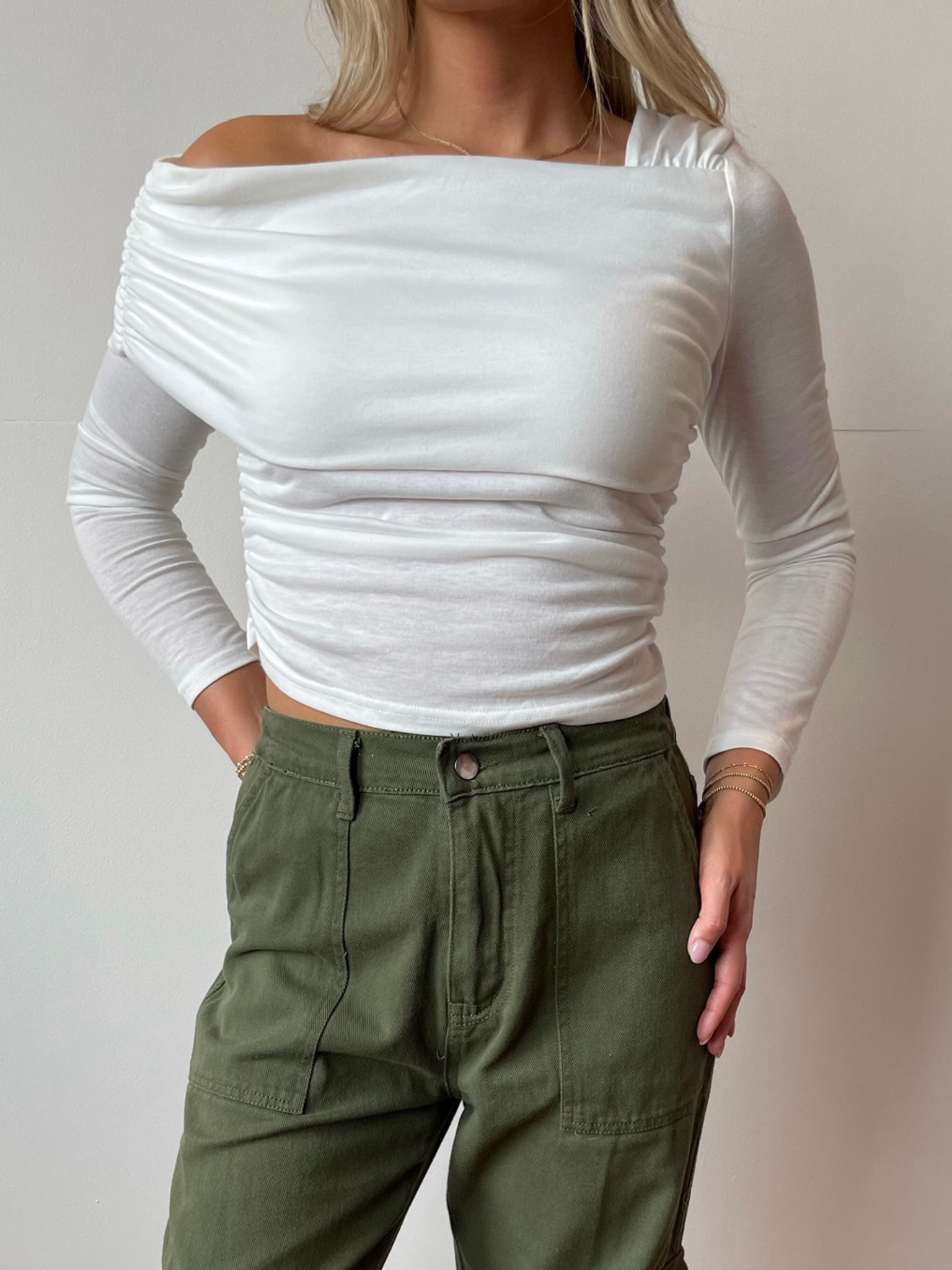 Ruched Long Sleeve T-shirt