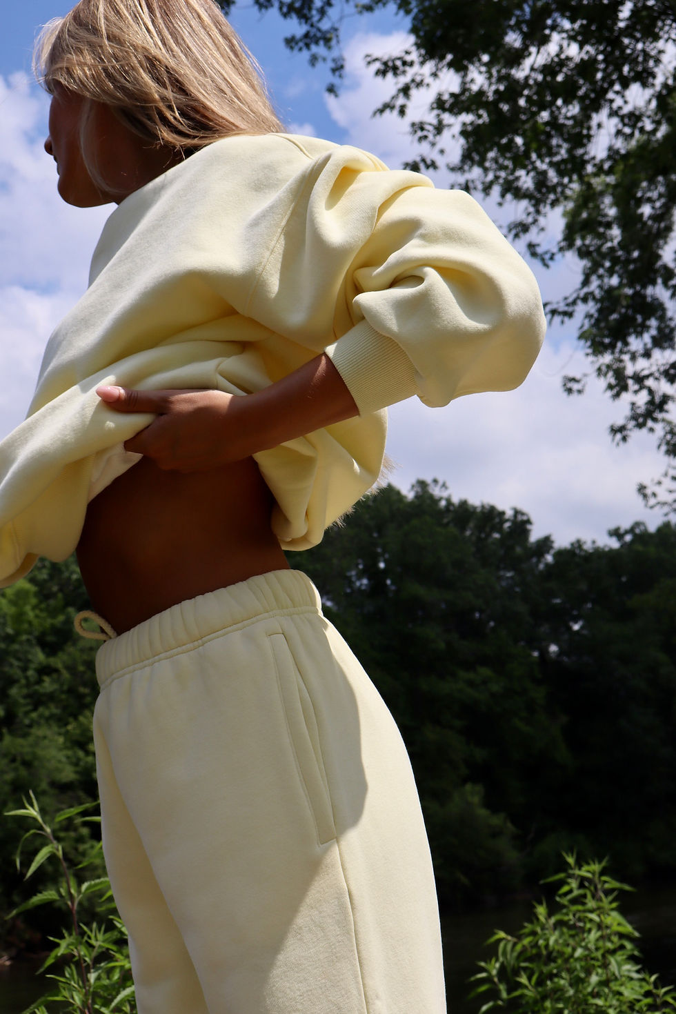 Thumbnail: Cloud Wide Leg Sweatpants - Butter Yellow