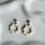 Thumbnail: Beaded Hoop Dangle Earrings - Ivory