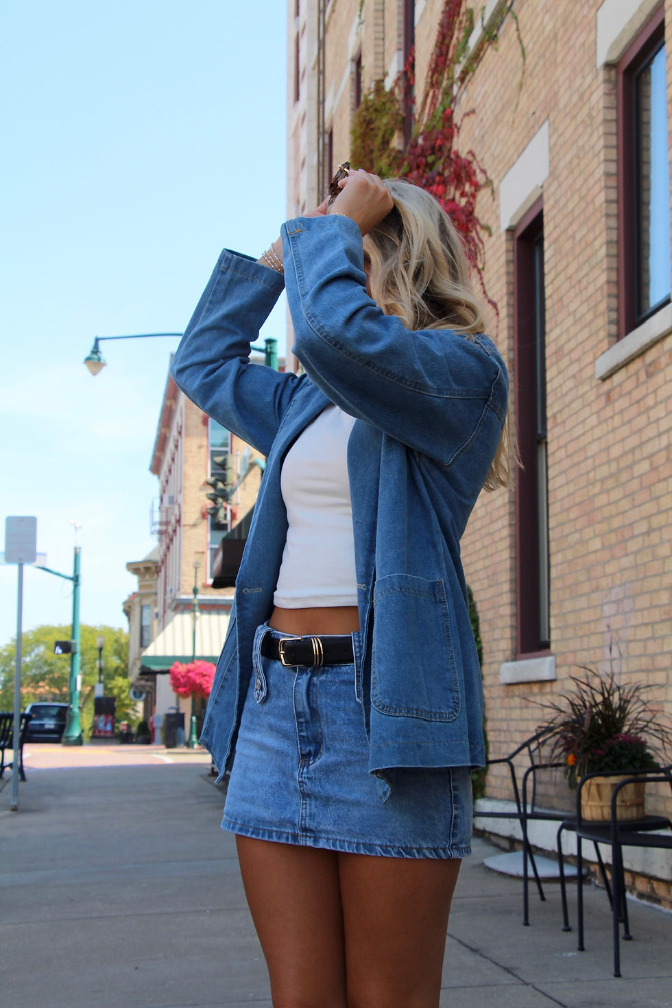 Thumbnail: Victoria Long Sleeve Denim Jacket - Blue